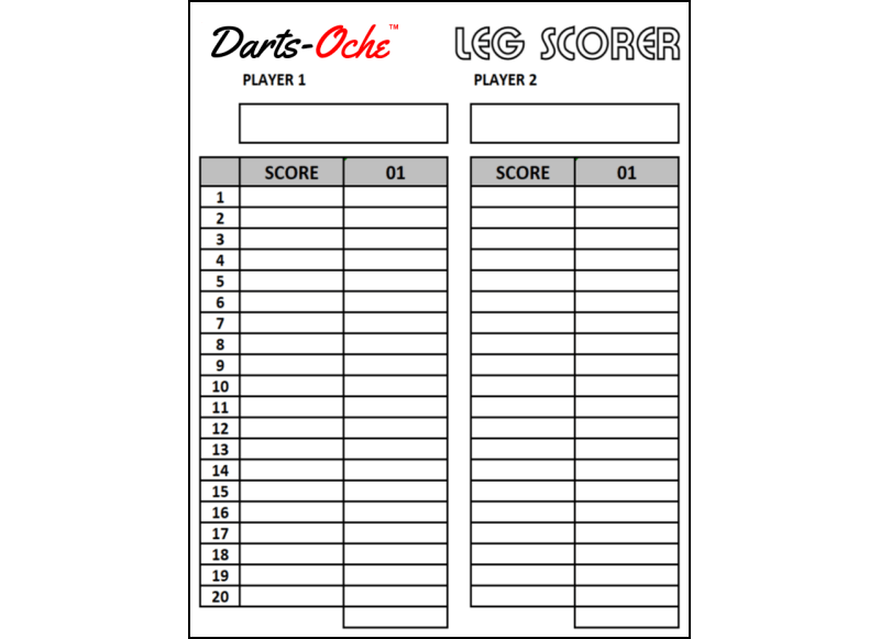 Darts-Oche 01 Leg Score Sheet