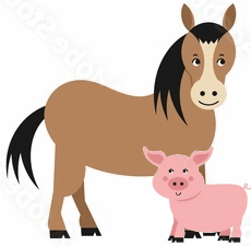 horse and pig